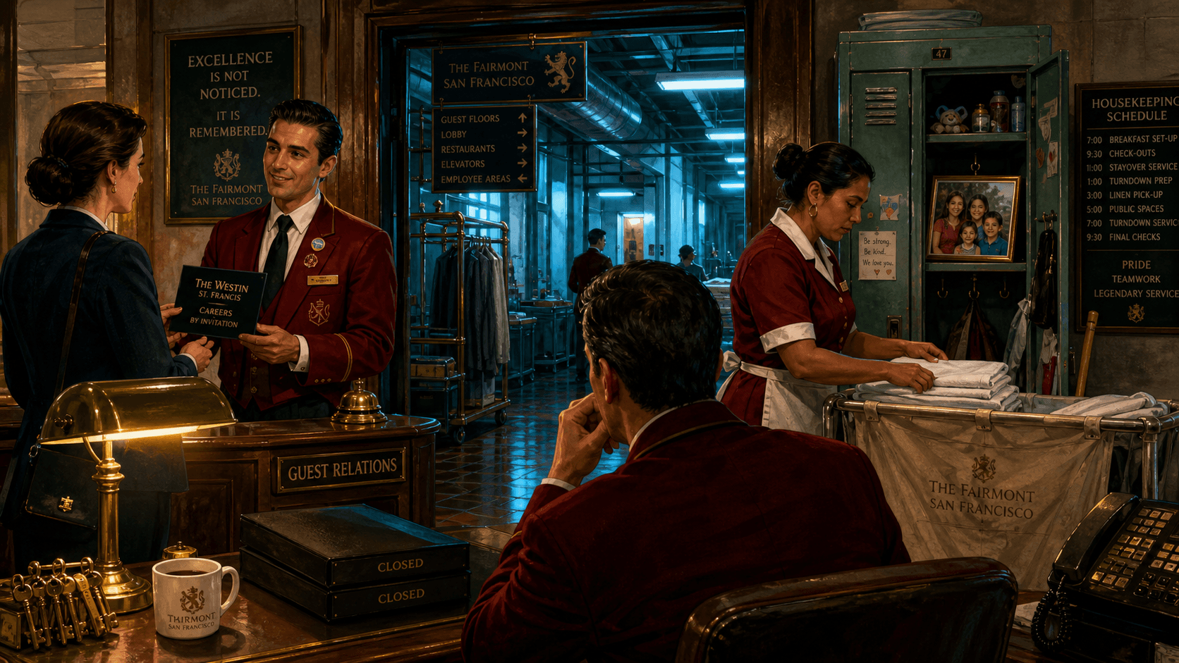 A hotel manager considers two employees: an outstanding worker receiving outside interest and a capable colleague supporting three children.